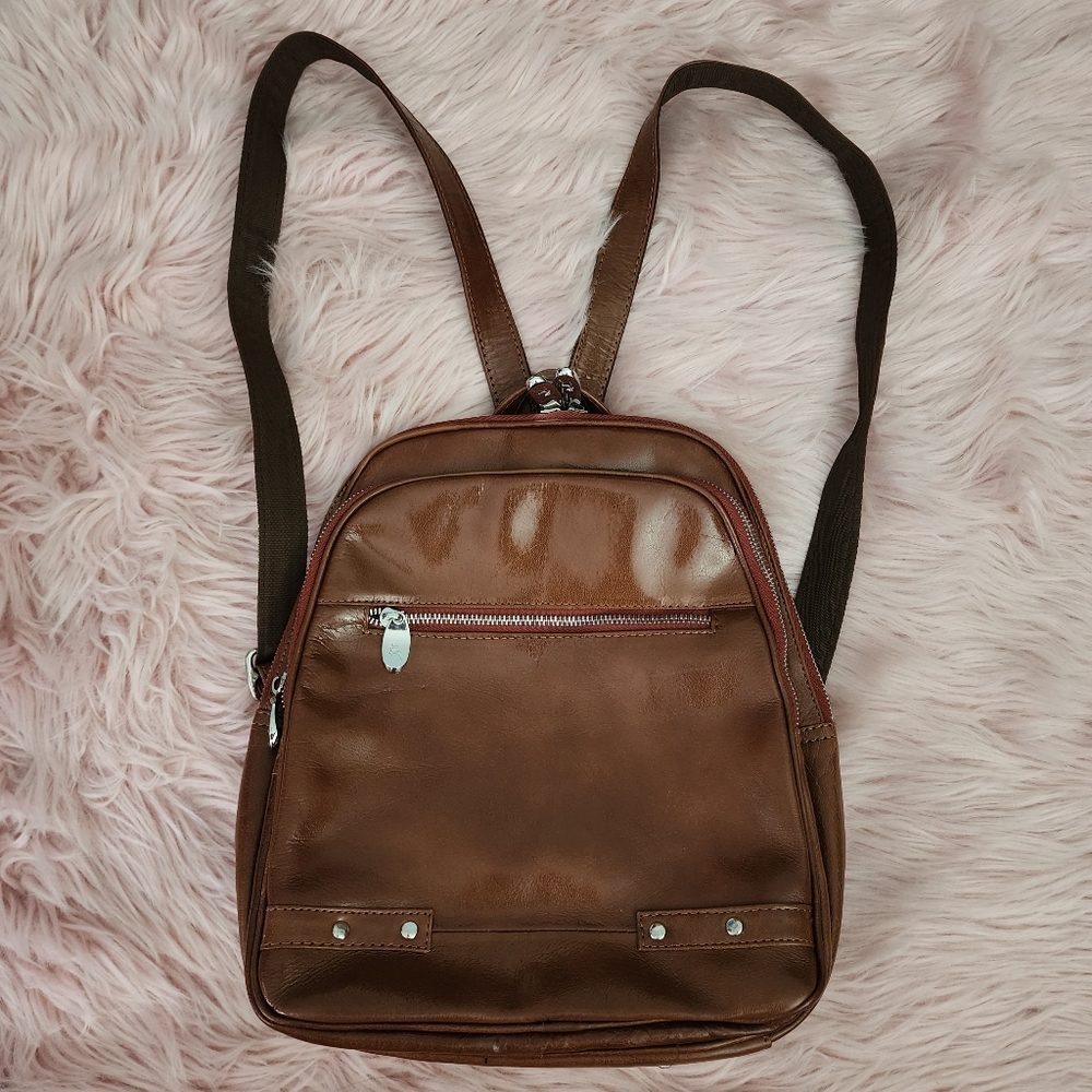 Ashwood Genuine glazed Leather backpack brown tan